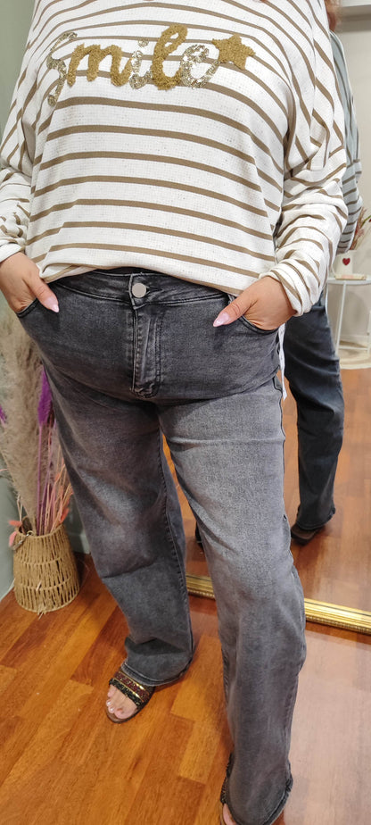 Jean large gris