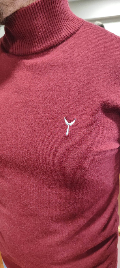 Pull col cheminée bordeau