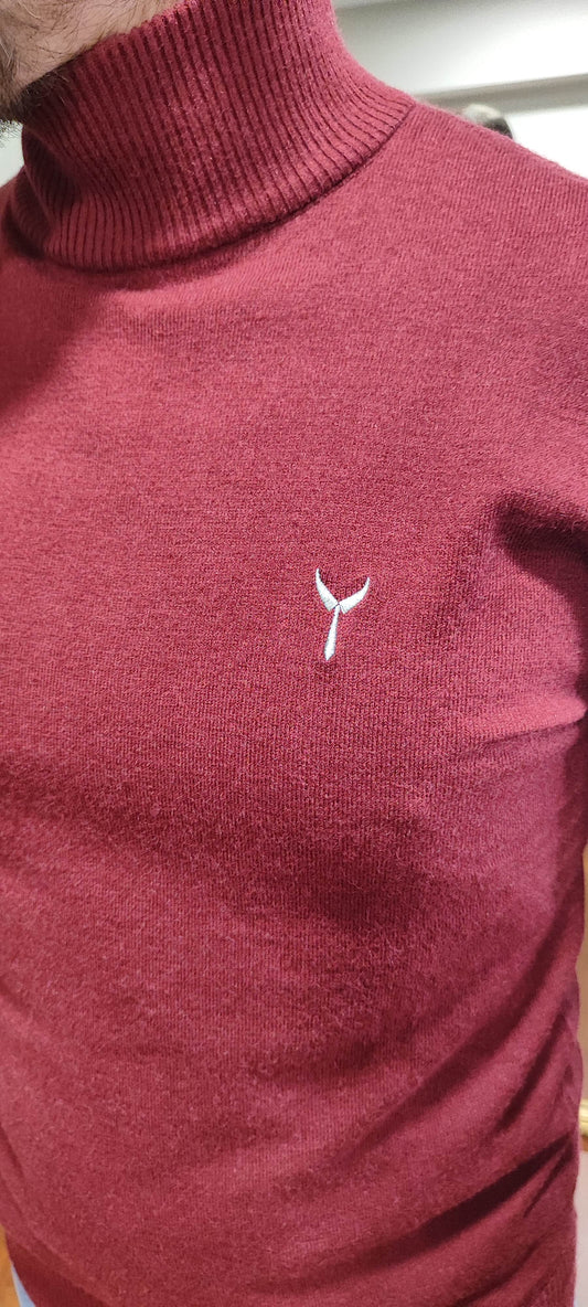 Pull col cheminée bordeau