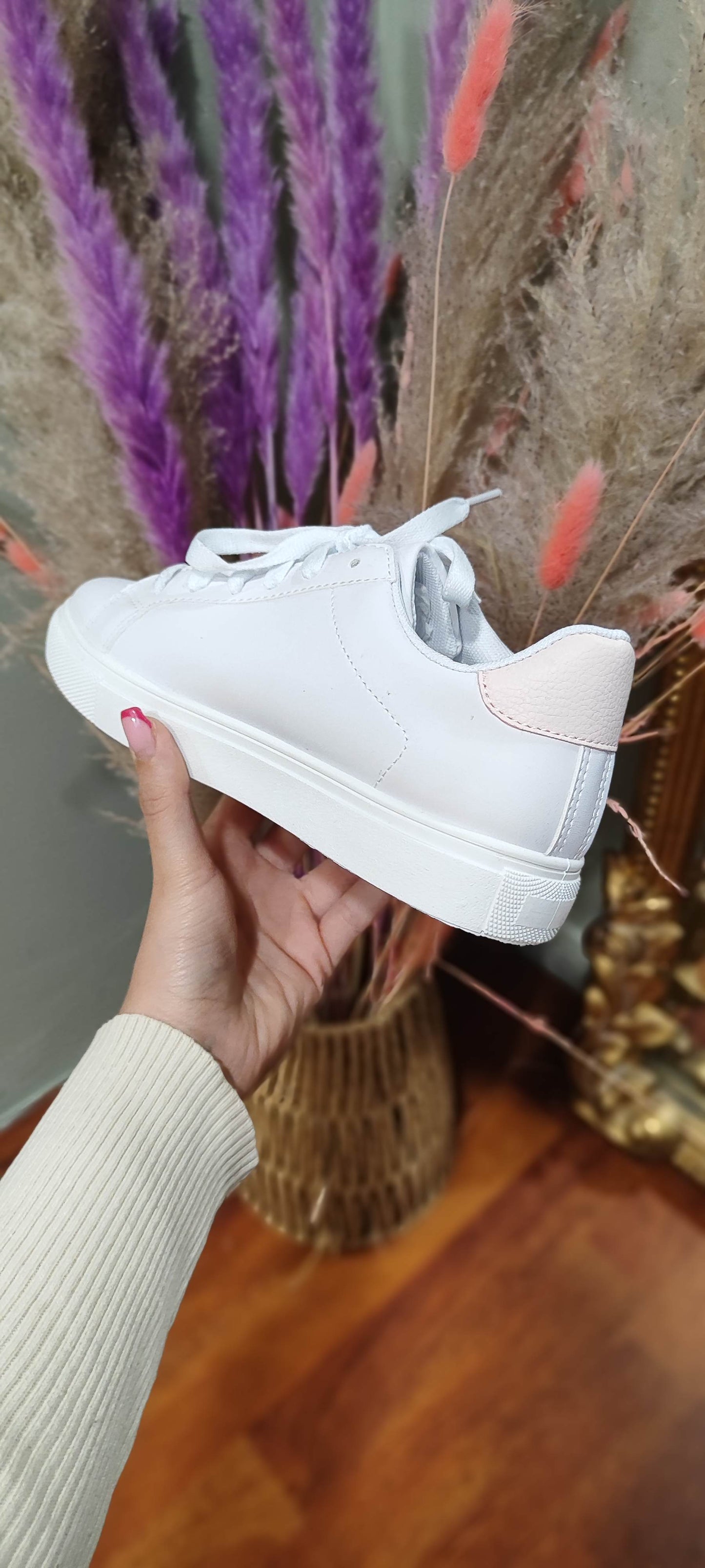 Sneakers blanches étoile fleurie