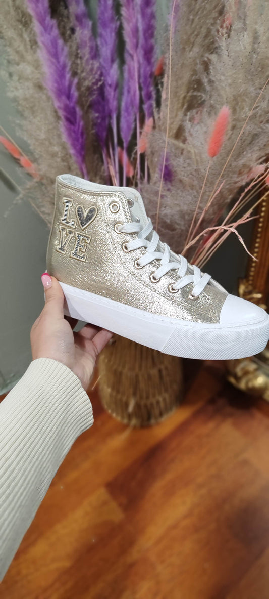 Baskets montantes dorée