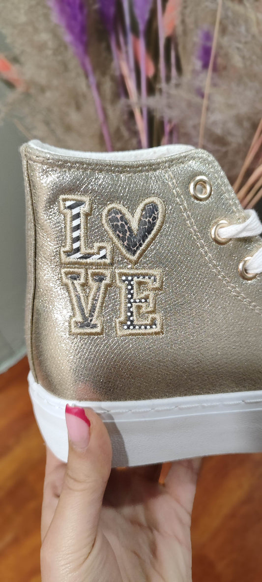 Baskets montantes dorée