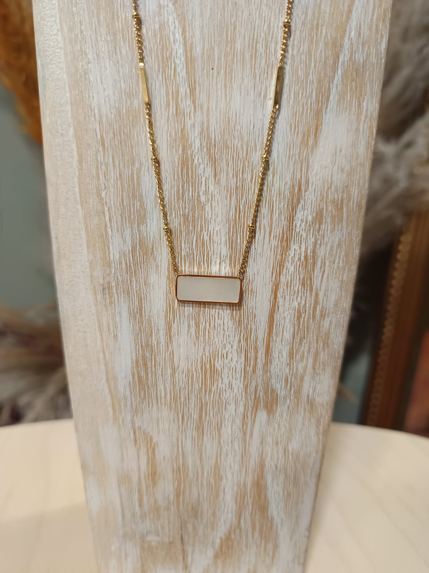 Collier acier inoxydable IP avec nacre