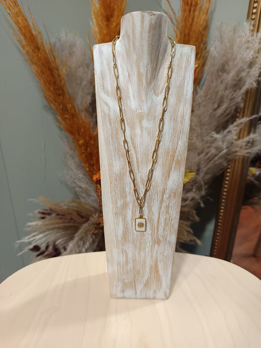 Collier acier inoxydable IP avec nacre