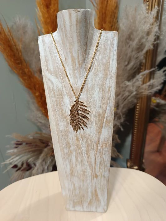 Collier feuille de palmier doré