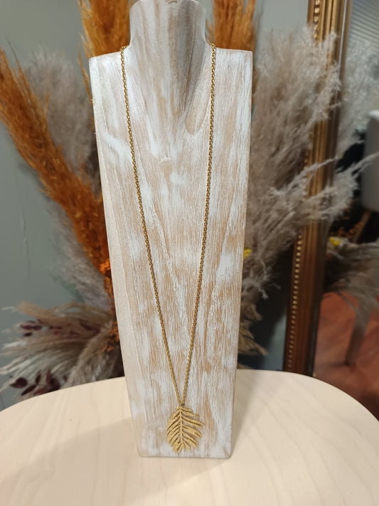 Collier feuille de palmier doré