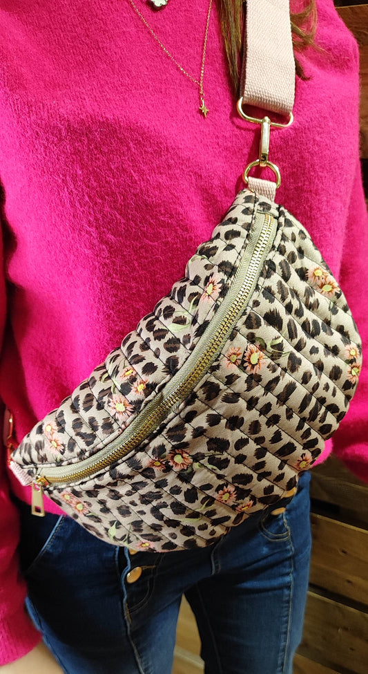 Sac banane matelassé léopard