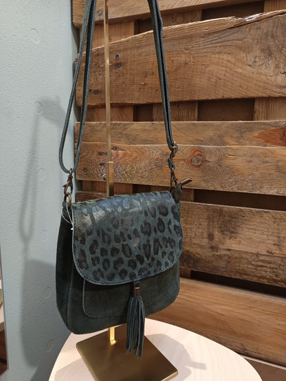 Sac à main daim cuir (kaki ou noir)