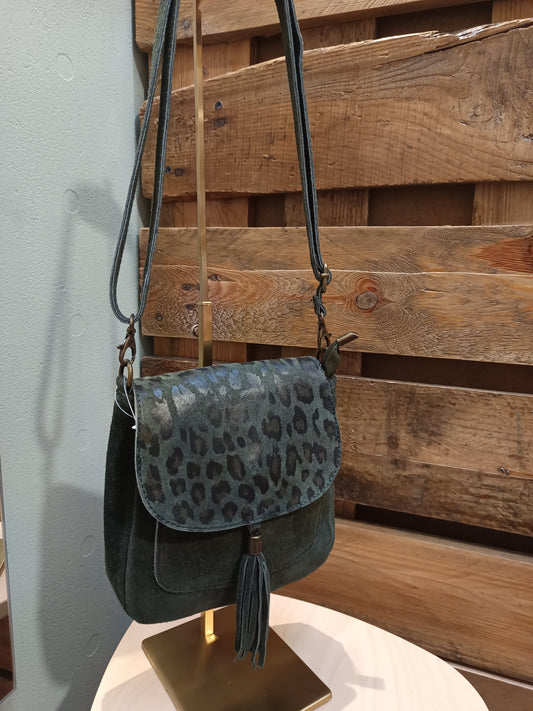 Sac à main daim cuir (kaki ou noir)