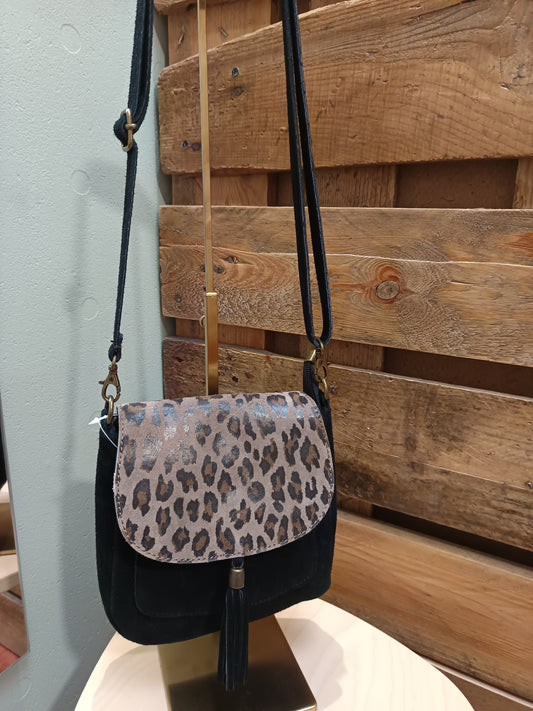 Sac à main daim cuir (kaki ou noir)