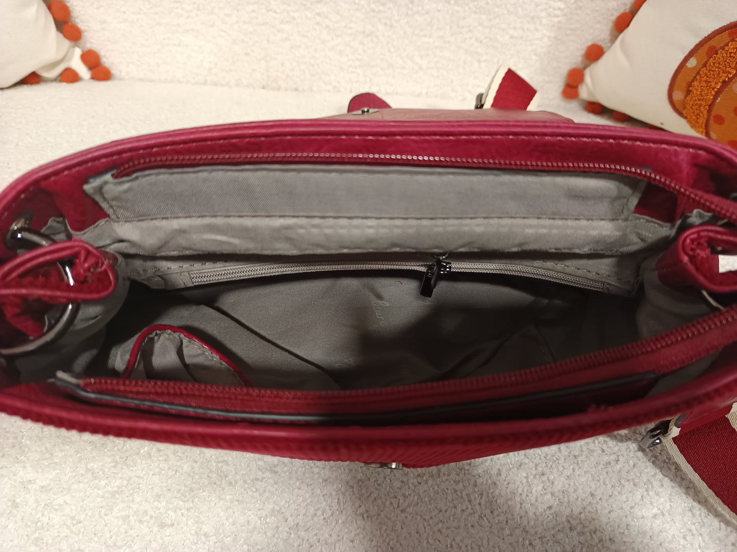 Sac à main velours cotelé framboise