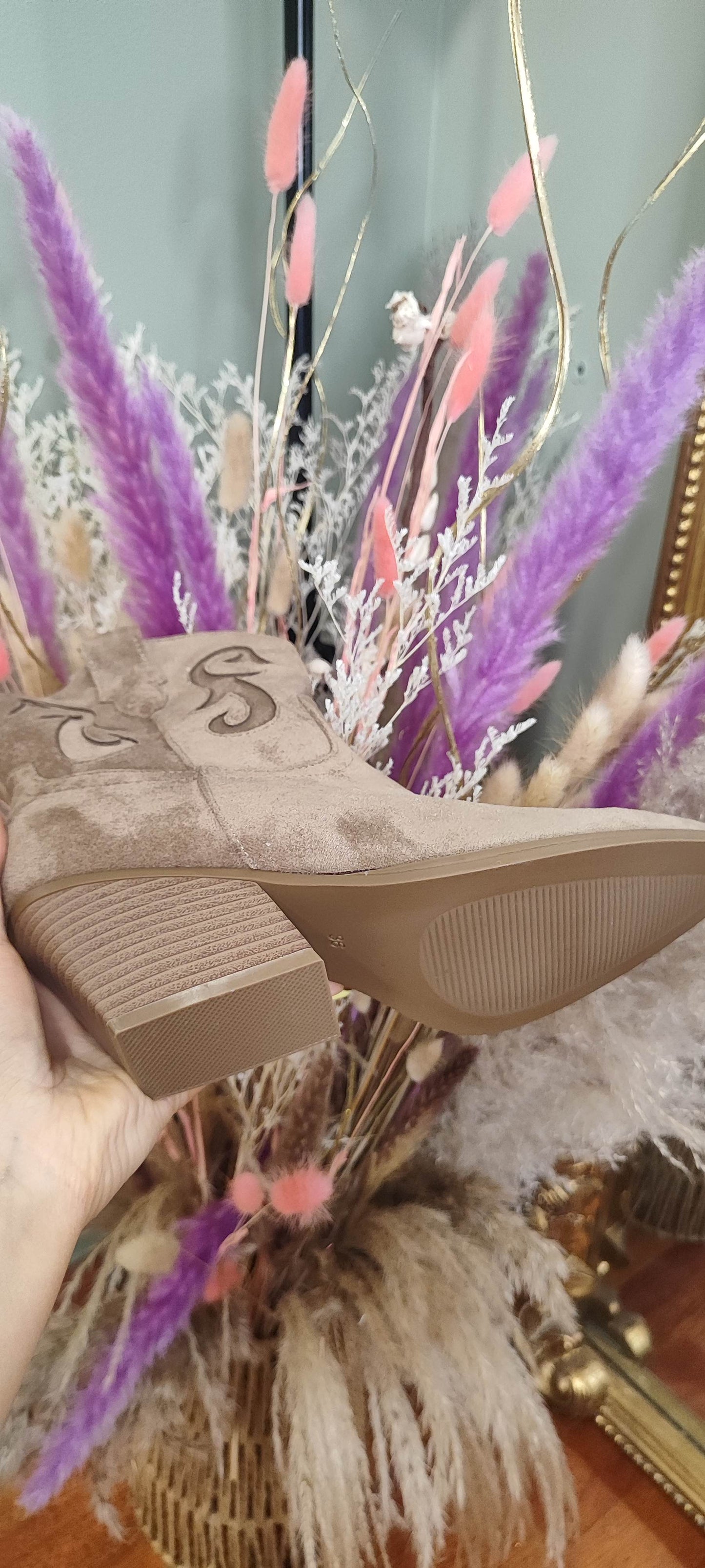 Santiags courtes taupe