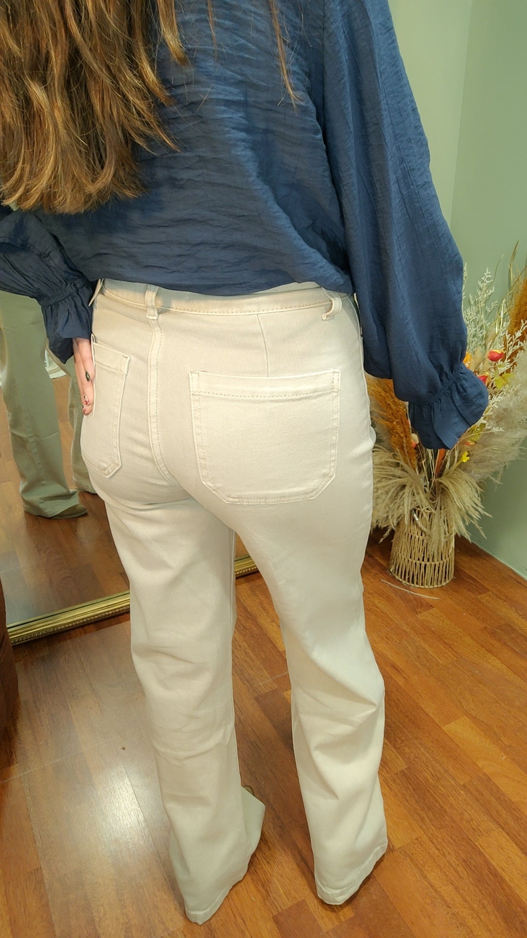 Jean wide leg beige