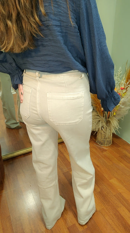 Jean wide leg beige