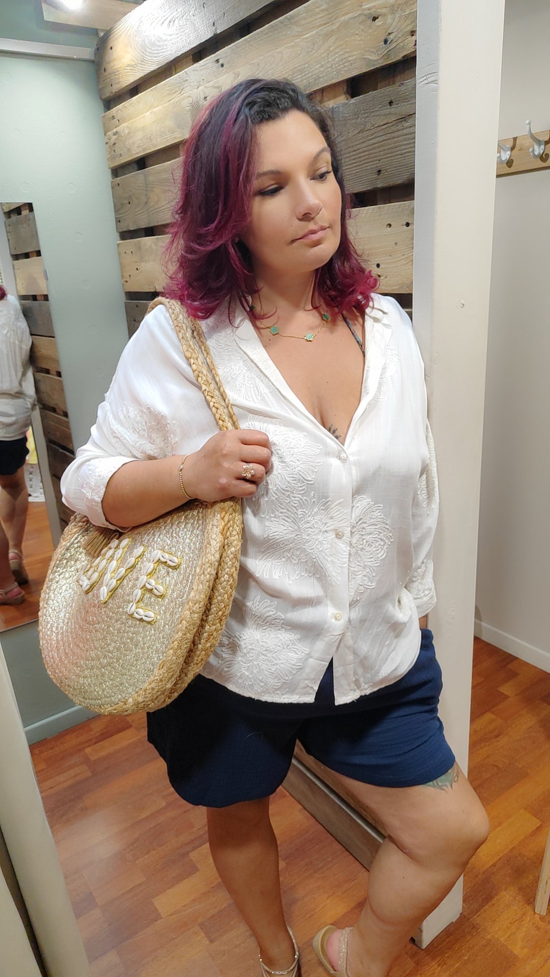 Short gaze de coton marine