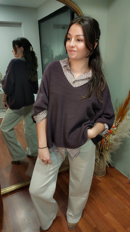 Pull et chemise à carreaux