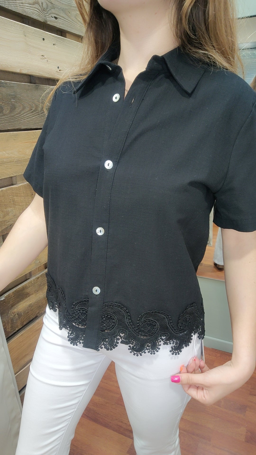 Chemisette noire dentelle