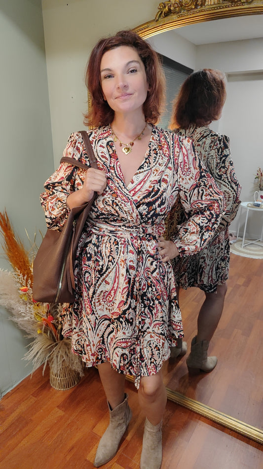 Robe imprimée bordeau