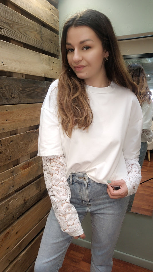 T-shirt dentelle blanc ou noir