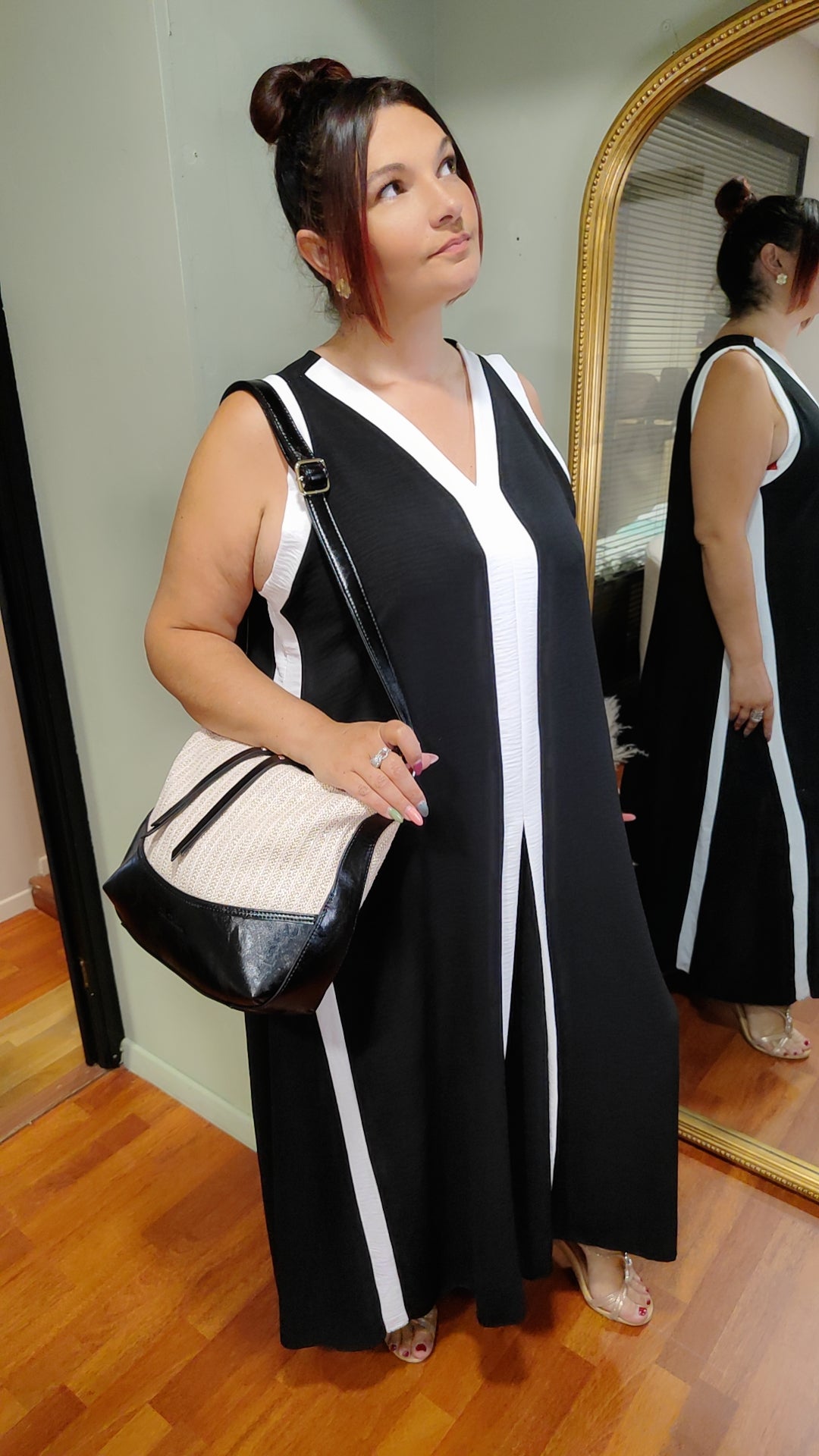 Robe longue bicolore