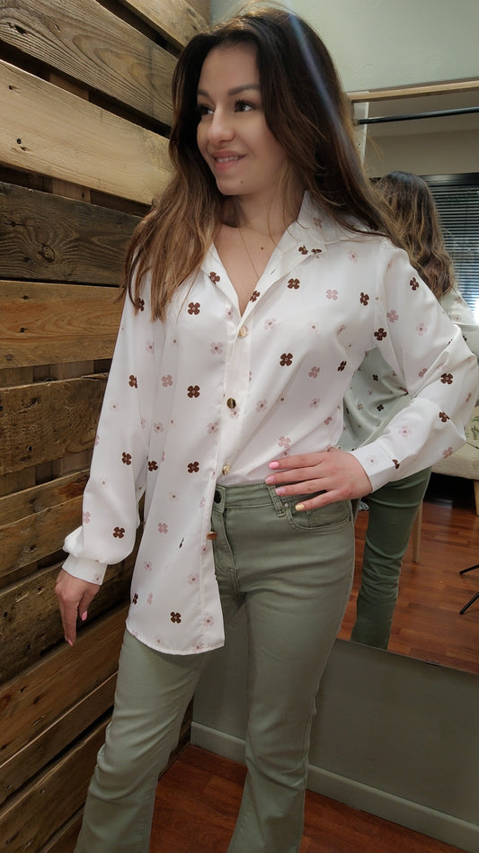 Chemise blanche petites fleurs