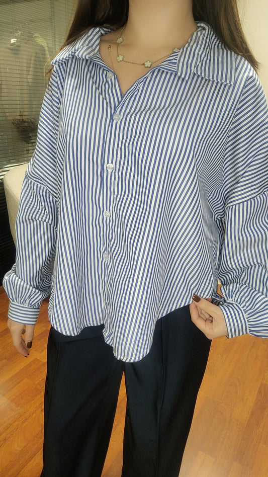 Chemise rayé marine asymétrique