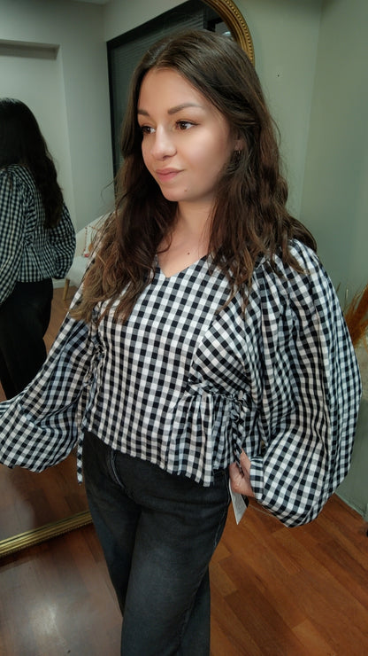 Blouse oversize damier