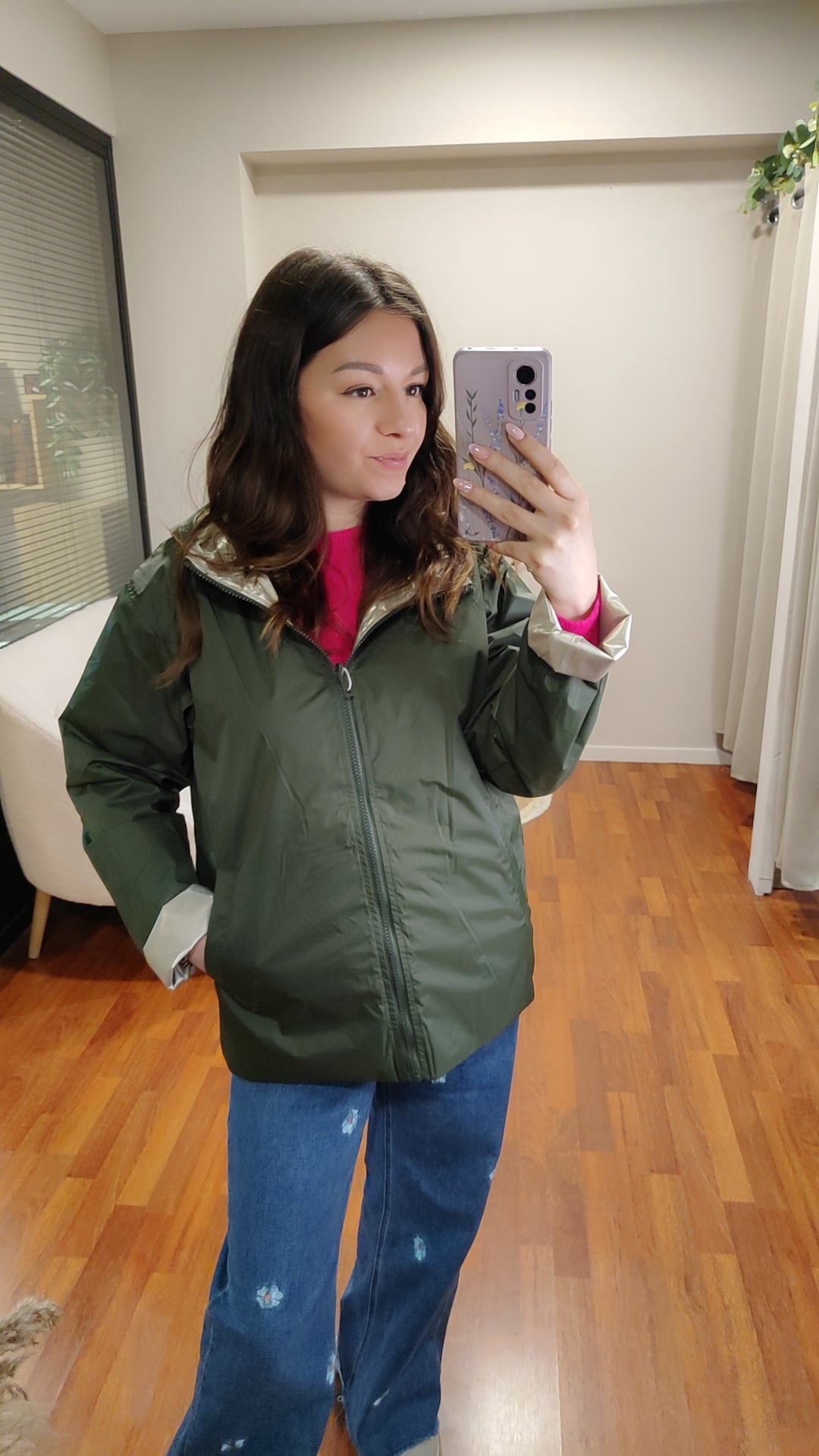 Parka réversible marine ou kaki