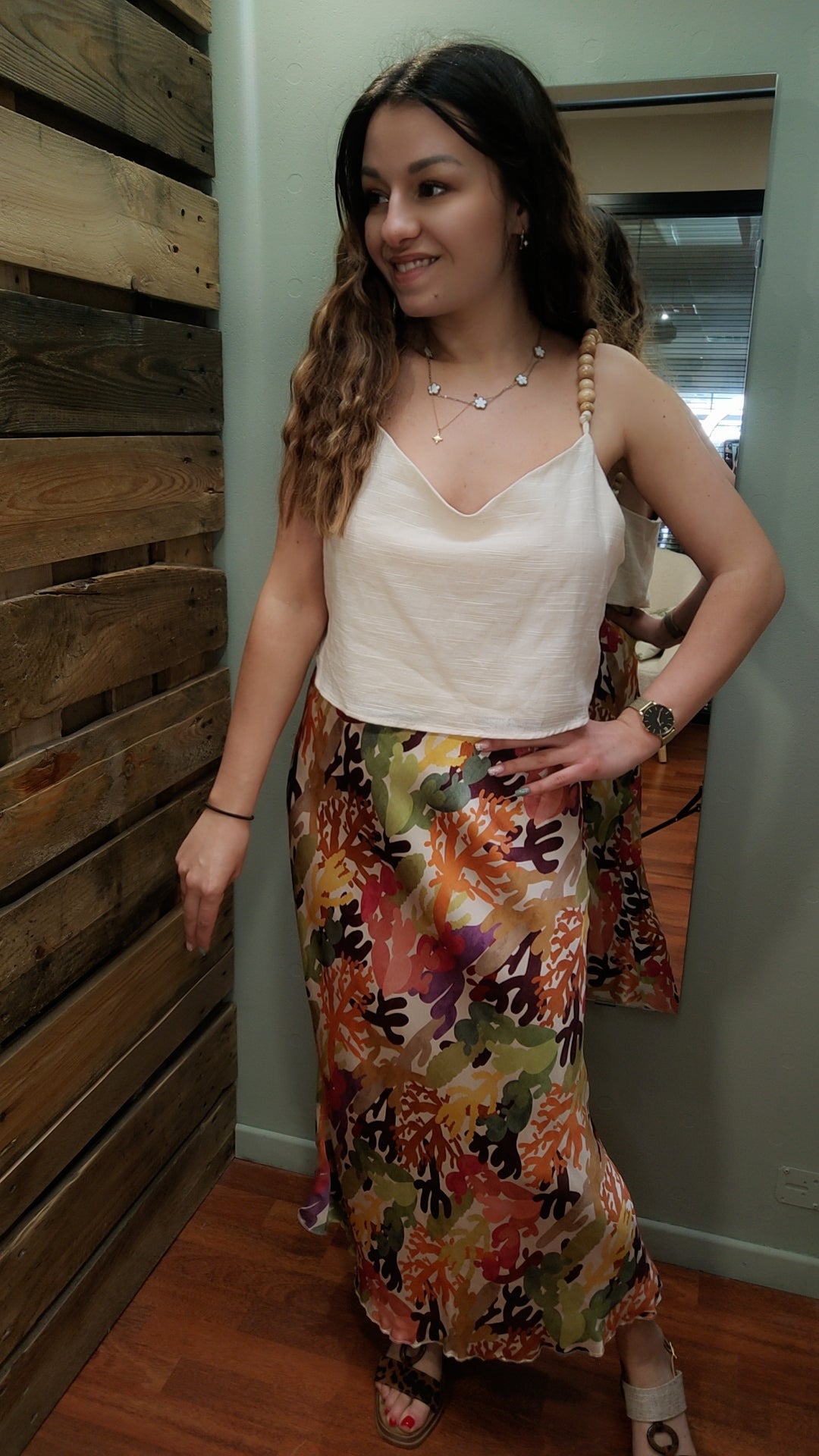 Jupe satinée imprimée