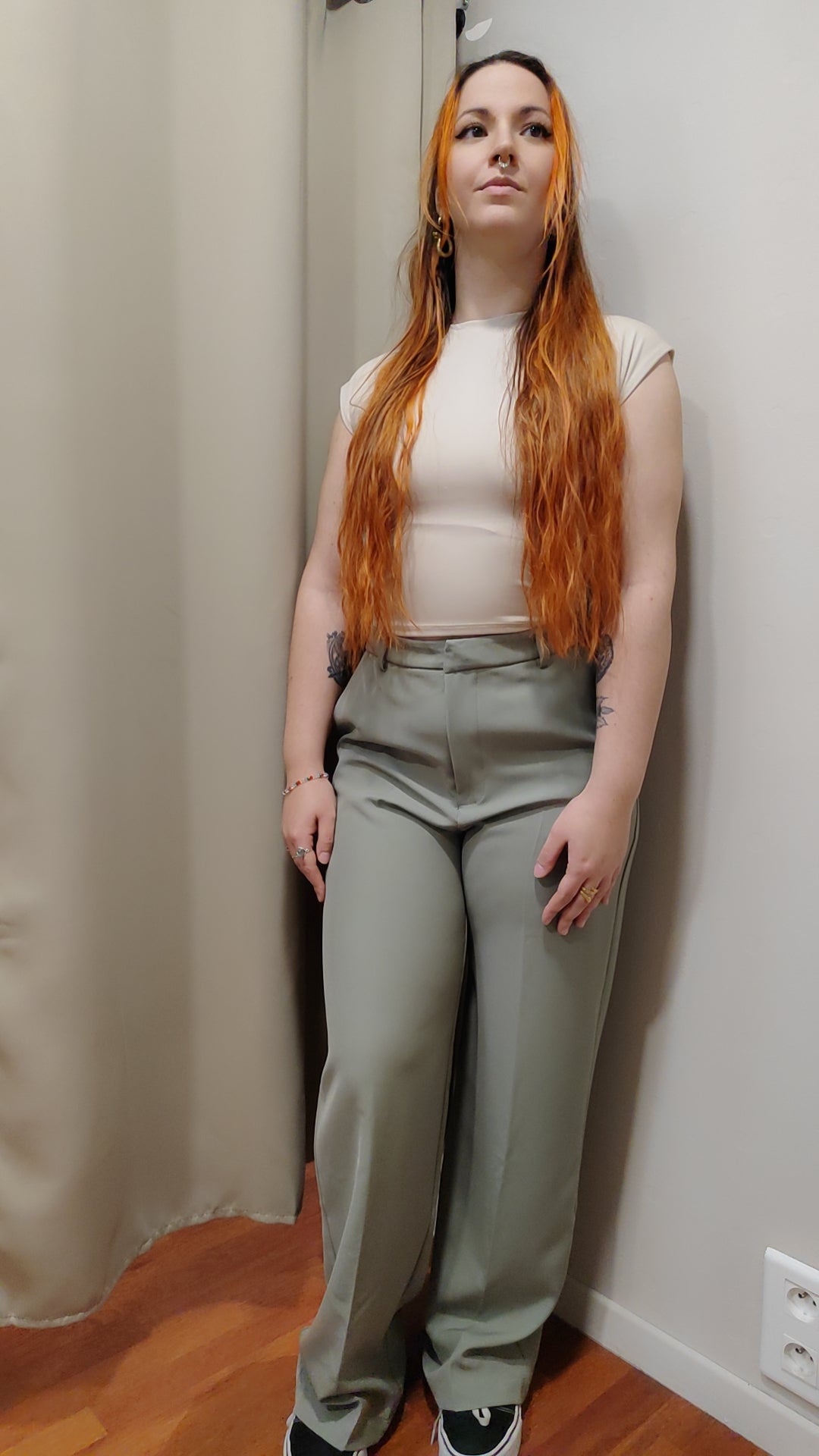 Pantalon à pinces sauge