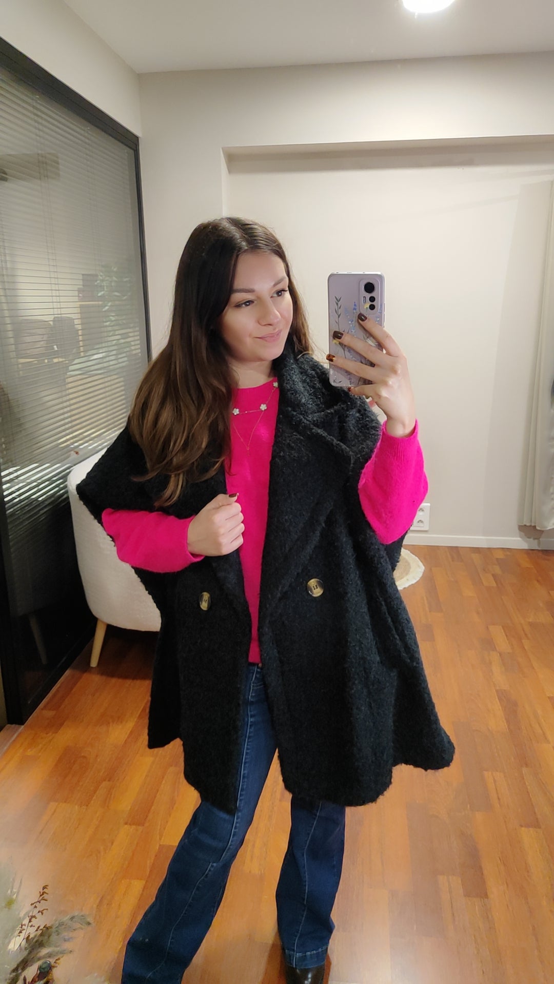 Poncho oversize laine bouillie (différents coloris)