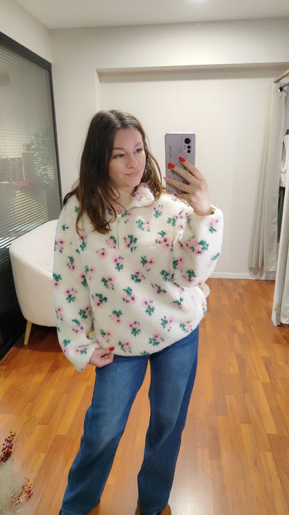 Veste polaire fleurie