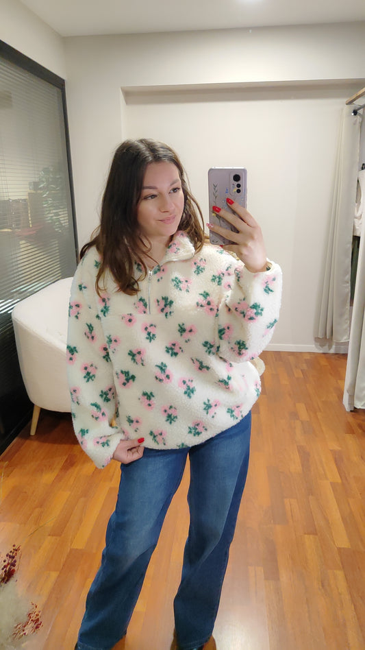 Veste polaire fleurie