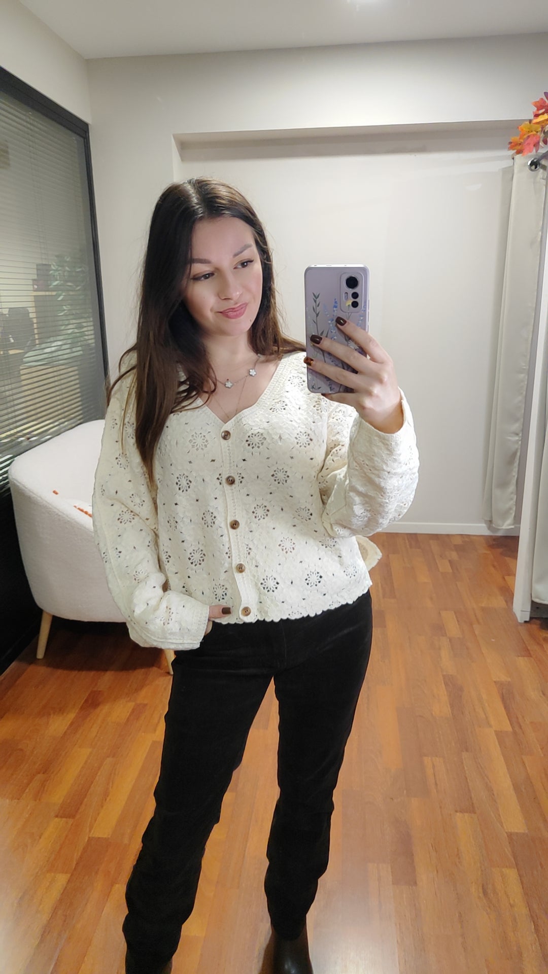 Gilet crochet doux écru