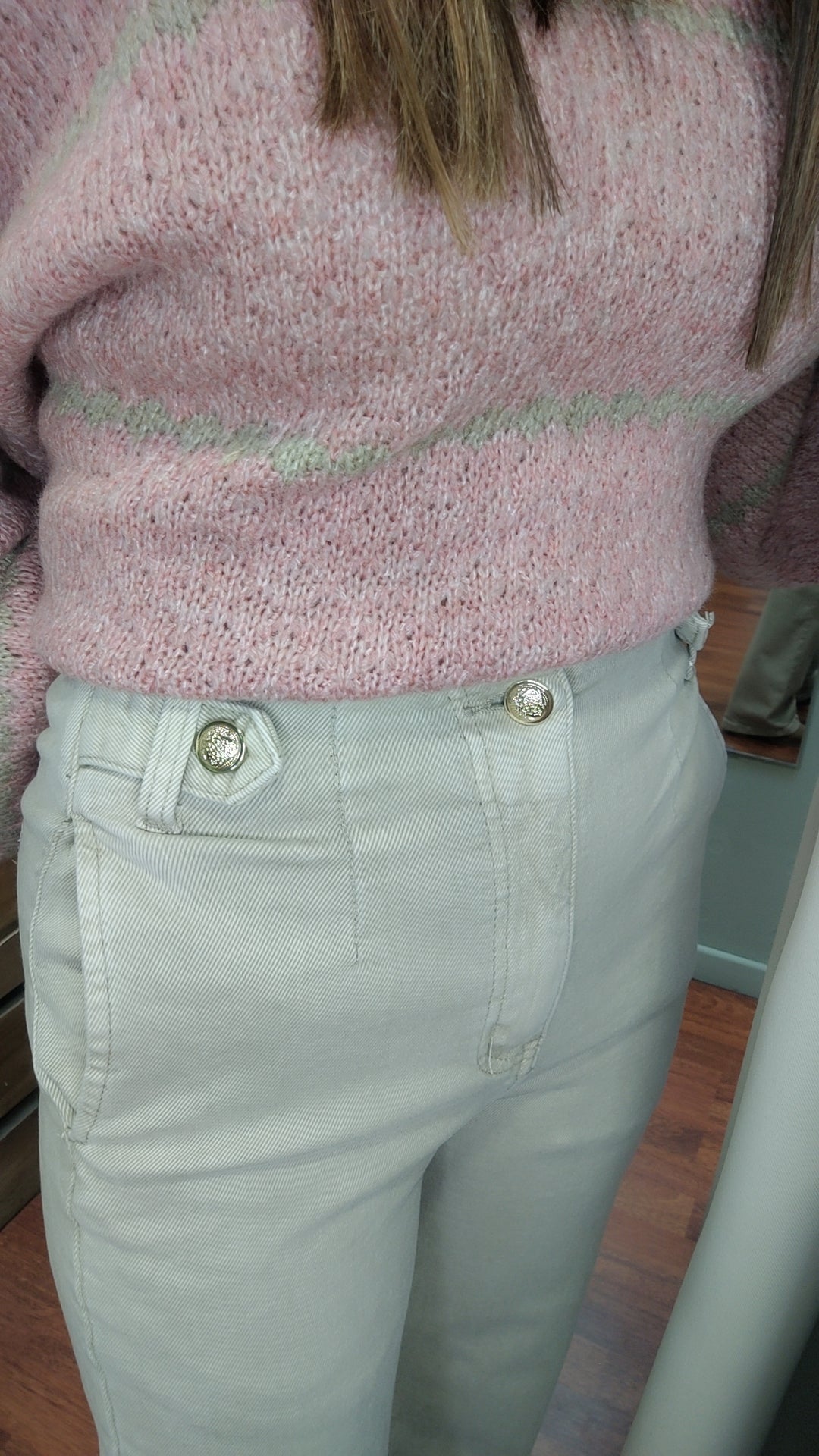 Jean wide leg boutons