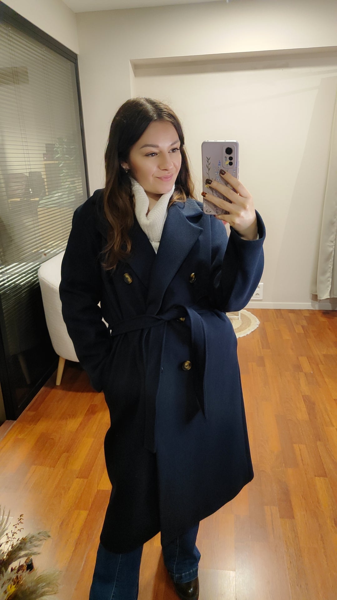 Manteau long boutons et ceinturé (plusieurs coloris)