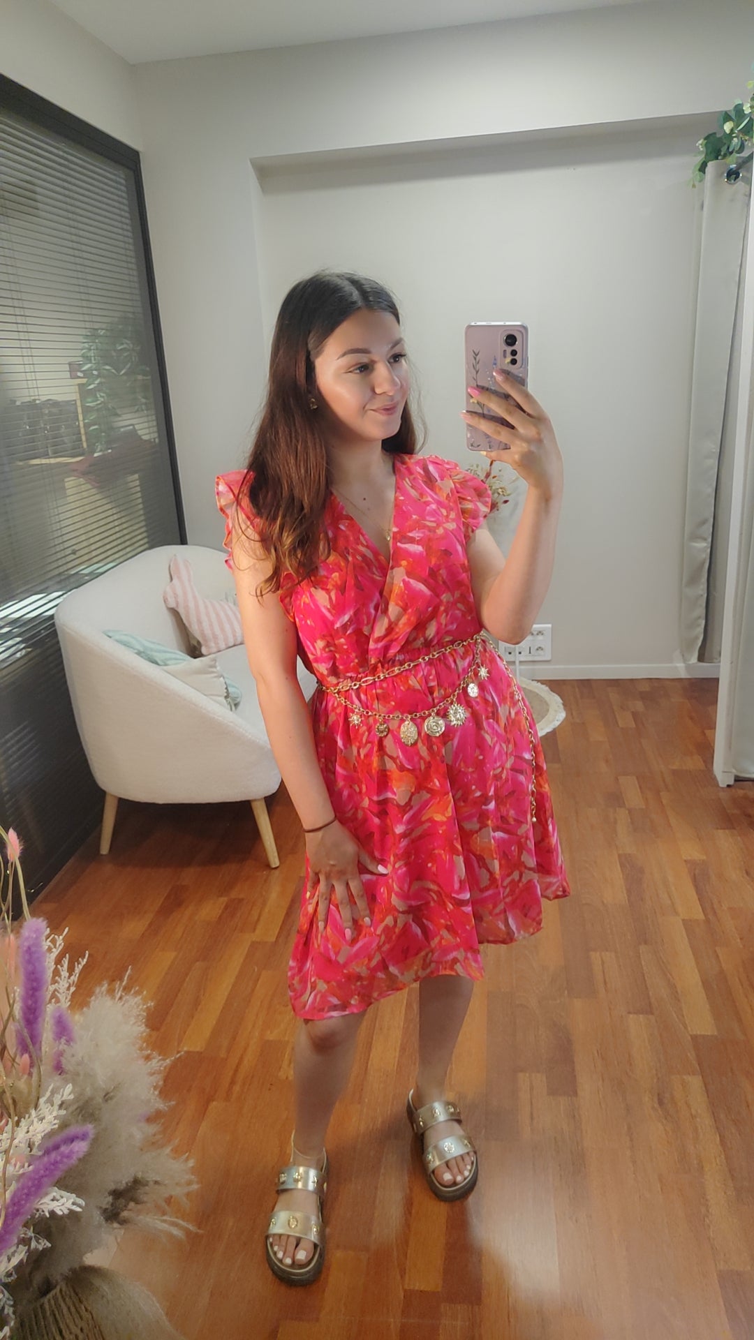 Robe midi rosée