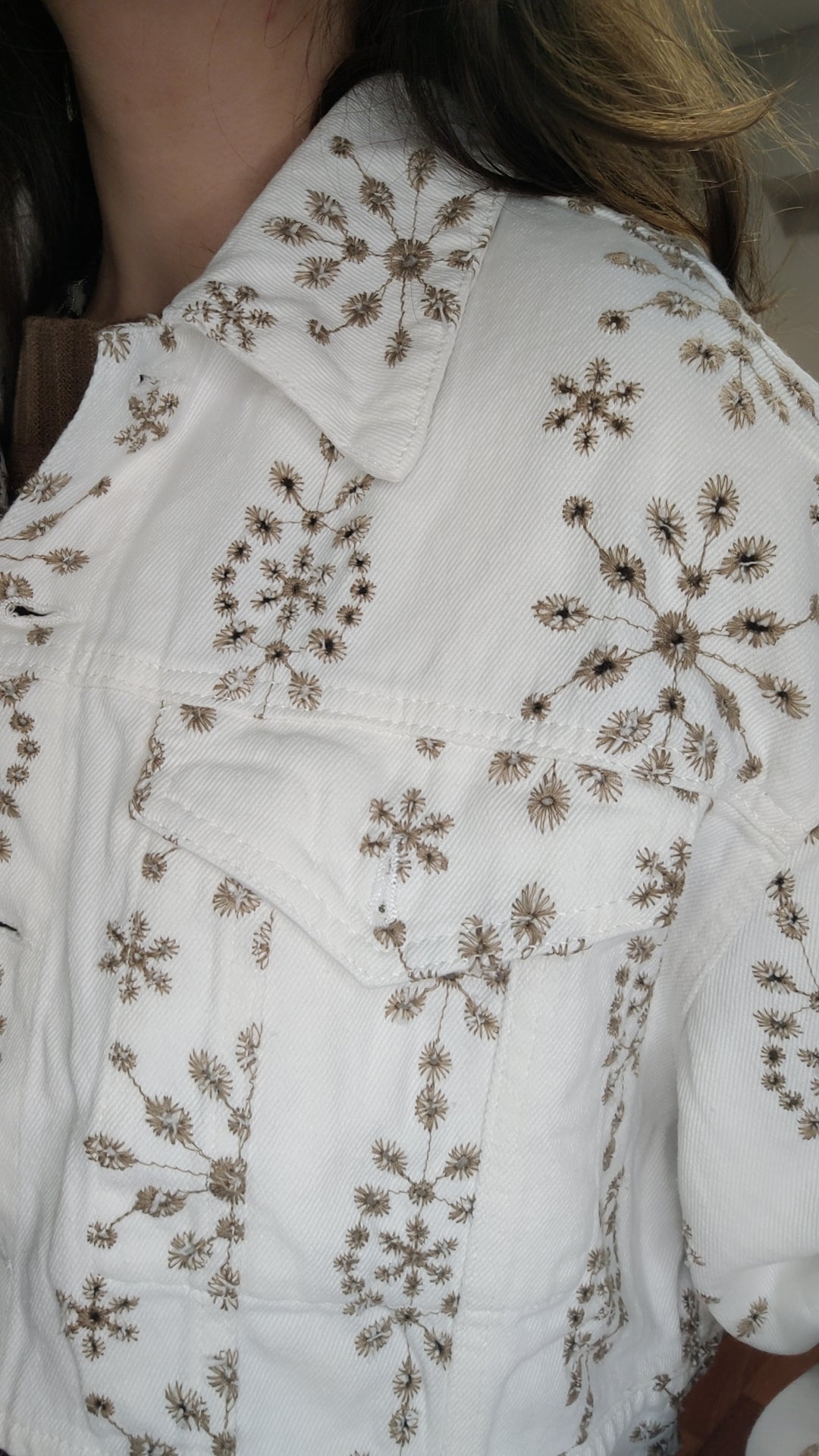 Veste en jean blanc ajouré