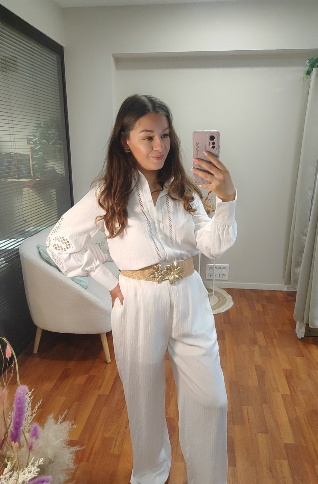 Chemise blanche ajourée