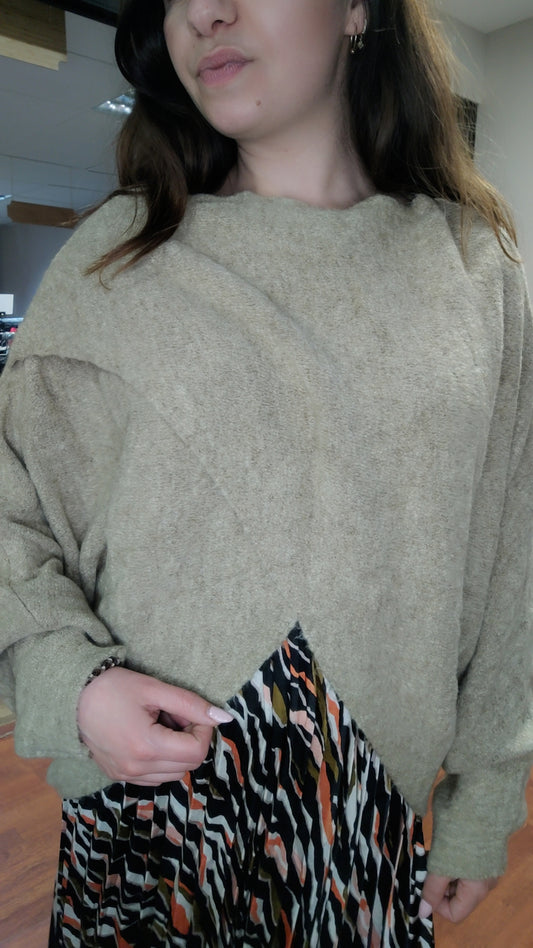 Pull croisé beige