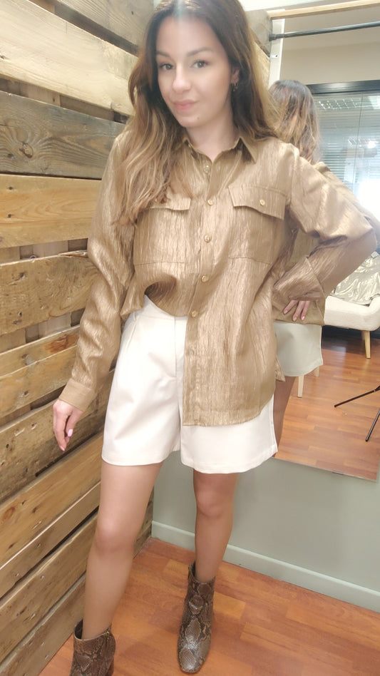 Chemise marronnée dorée