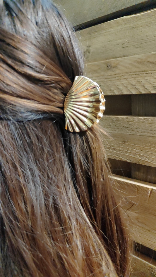Pince à cheveux coquillage (doré ou argenté)