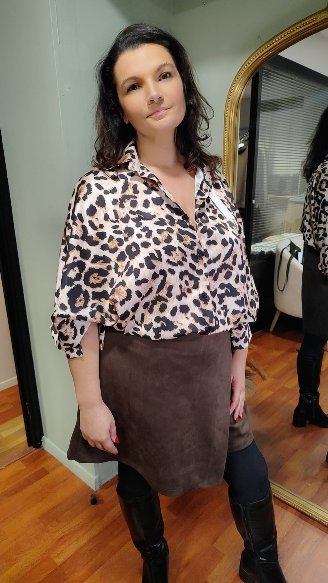 Jupe-short suédine chocolat