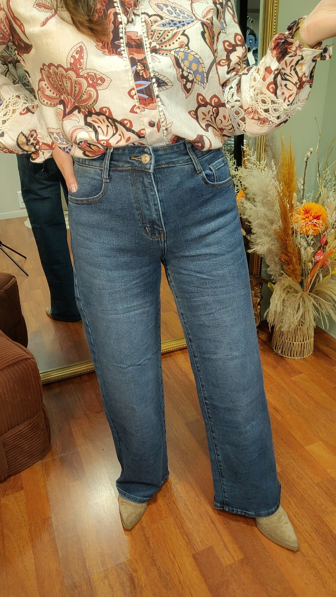 Jean wide leg bleu étoile