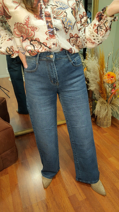Jean wide leg bleu étoile
