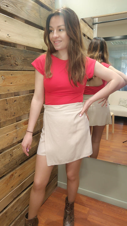 Jupe-short effet lin