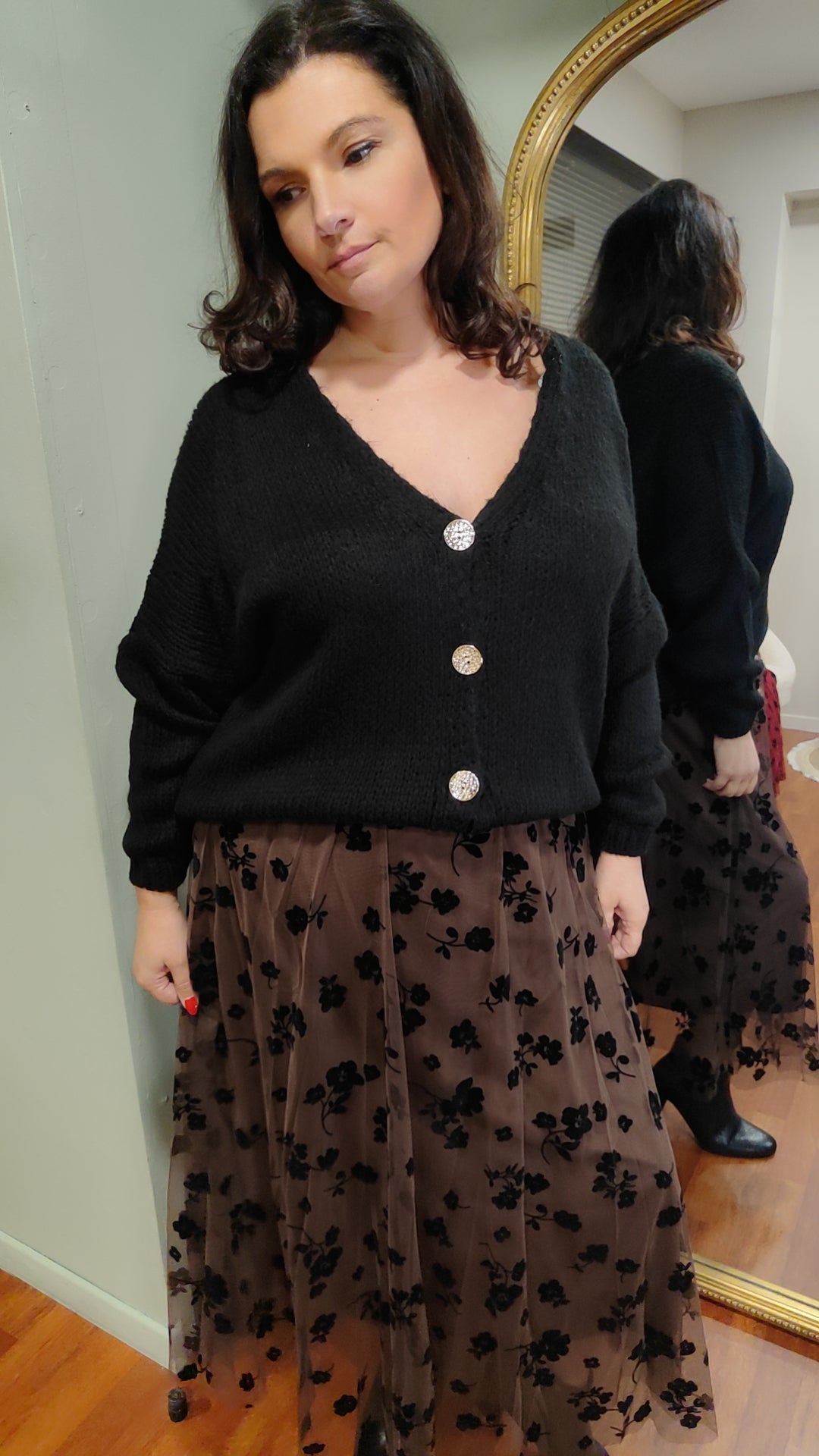 Gilet doux boutons dorés