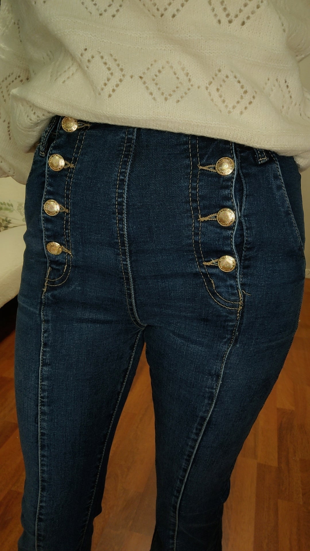 Jean flare boutons