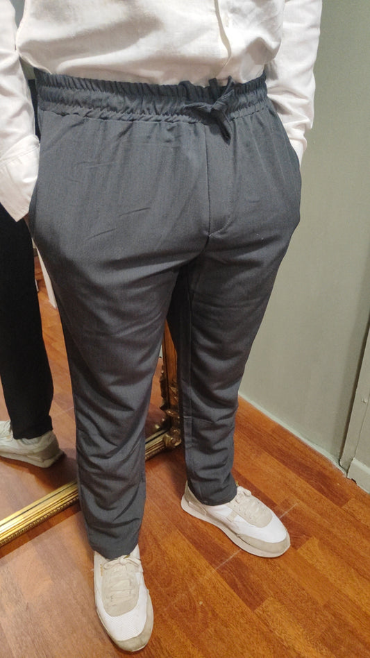 Pantalon fluide effet lin gris