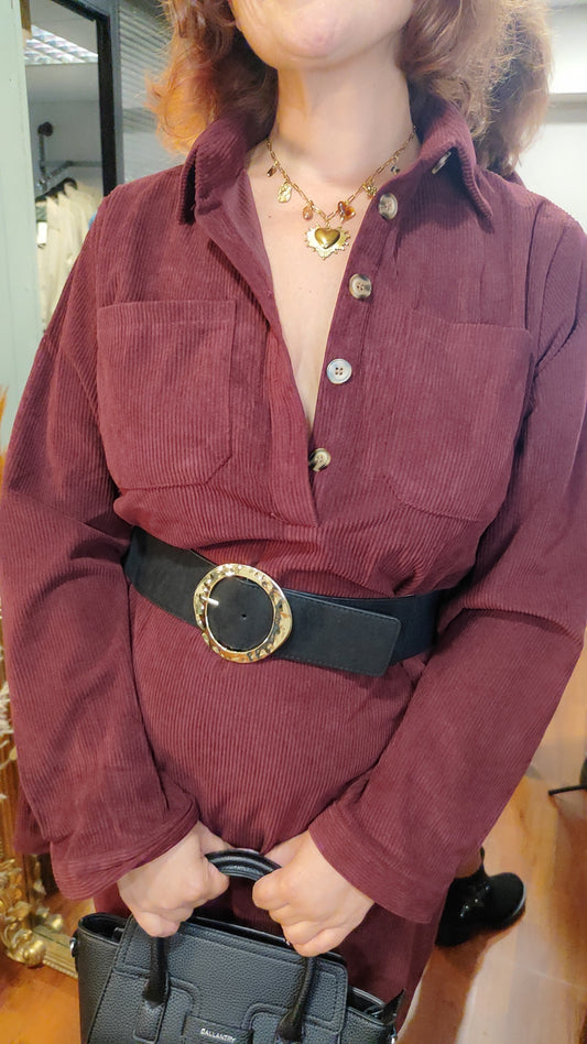 Robe velours côtelé bordeau